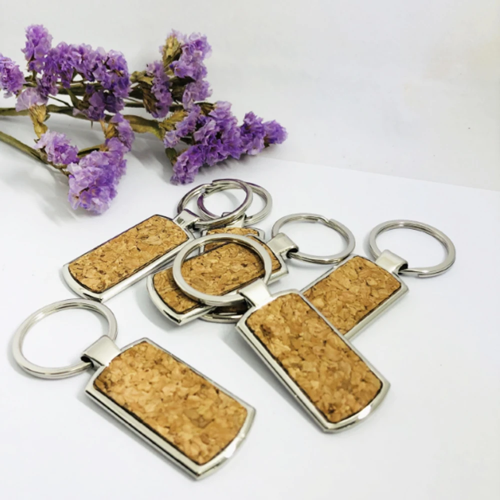Custom Printed Logo Key ring Christmas Promotion Gift  custom Wood Cork Keychain