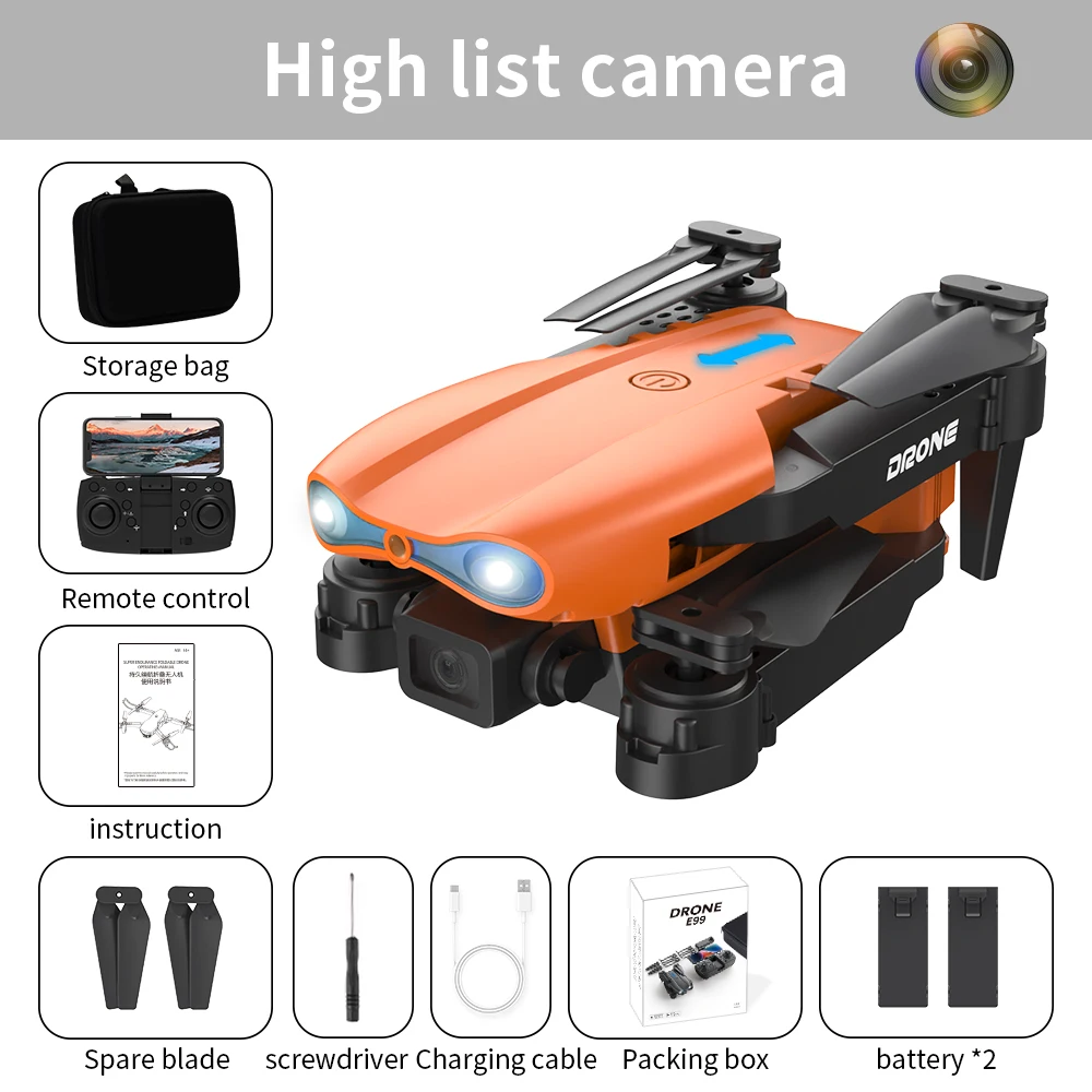 High Quality Foldable Mini e99 Pro RC Drone with Dual Camera 4K HD Professional Remote Control Long-lasting Toy Drone Convenient