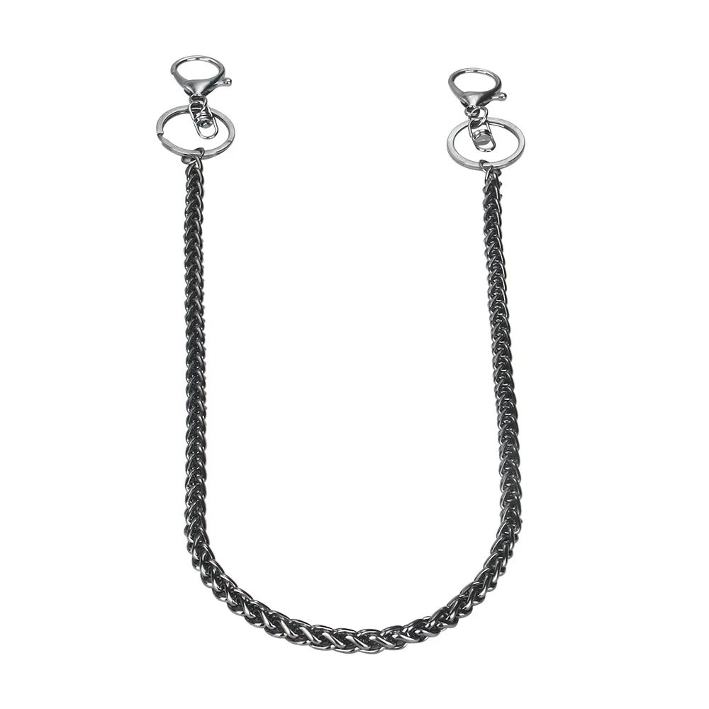 Trendy hip-hop jewelry black plating cuban chain Jean Waist Chain Pants Hanging Clothing Meta  Waist Chain Belt