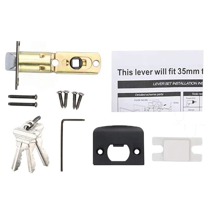 Vintage Matte Black Silver Square Zinc Alloy Heavy Duty Interior Privacy Passage Bathroom Door Lock  Door Lever Lock