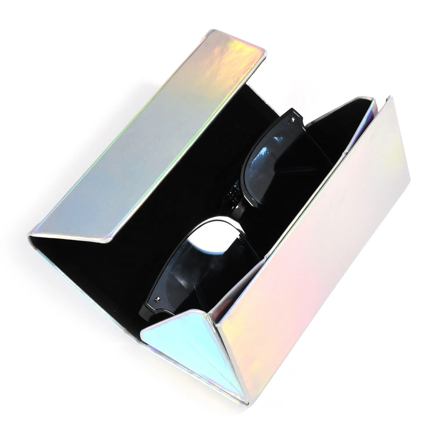 East Sunshine Triangle Sunglasses Packaging case Pu Leather Folding Glasses Case Custom Logo Foldable Eyeglasses