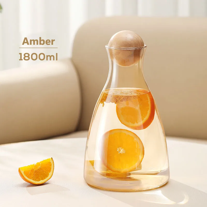 glass pitcher water jug clear and amber color high borosilicate glass 1200ml hotel restaurant