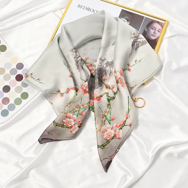 
Amazon Hot Selling Retro Sunscreen Small Silk Scarf Occupation All-match Small Square Hijab Female Decorative Scarf Headband 