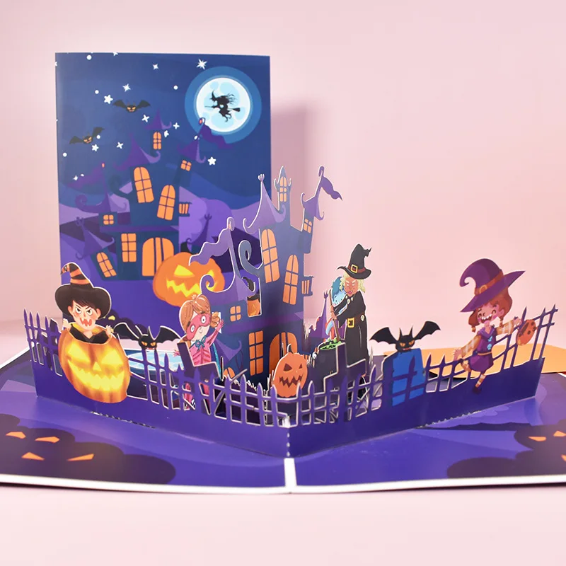 custom logo paper gift box 3d christmas pop up halloween greeting cards