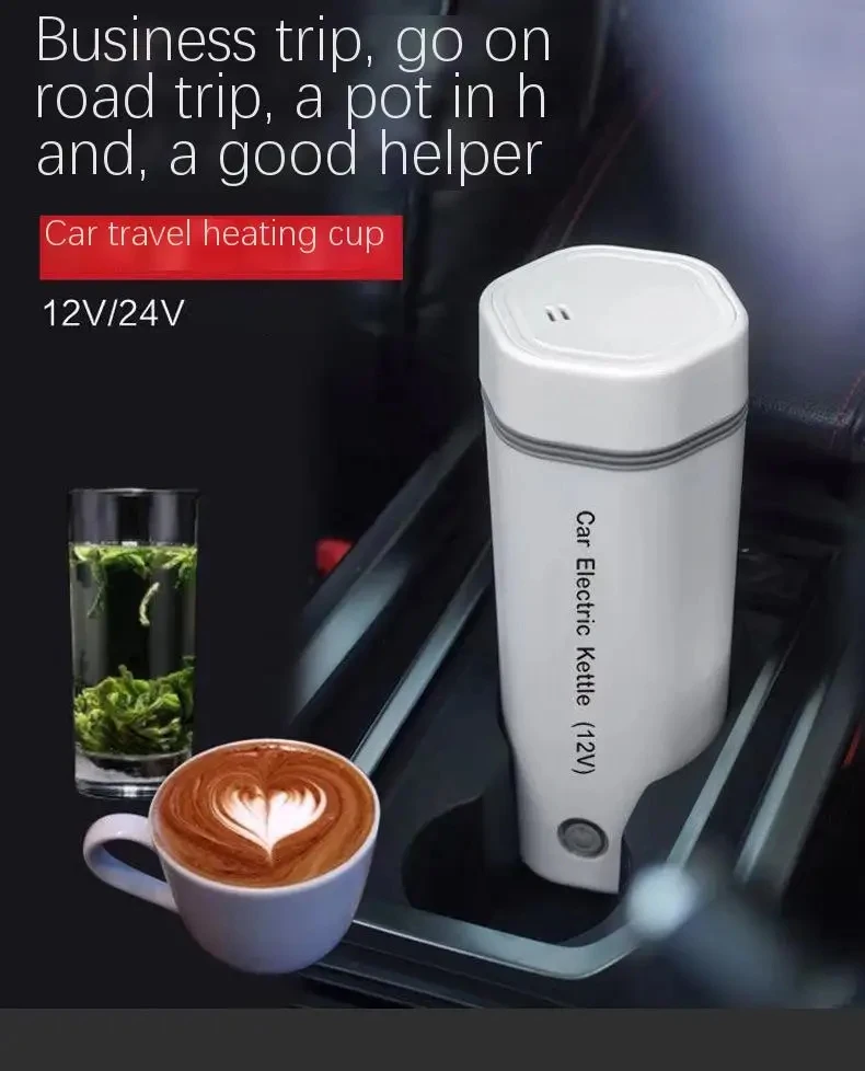 Portable 12V/24V Digital Control Water Boiler Bottle Keep Warm Function Heating Cup Kettle for Travel Household Vehicle Car Use