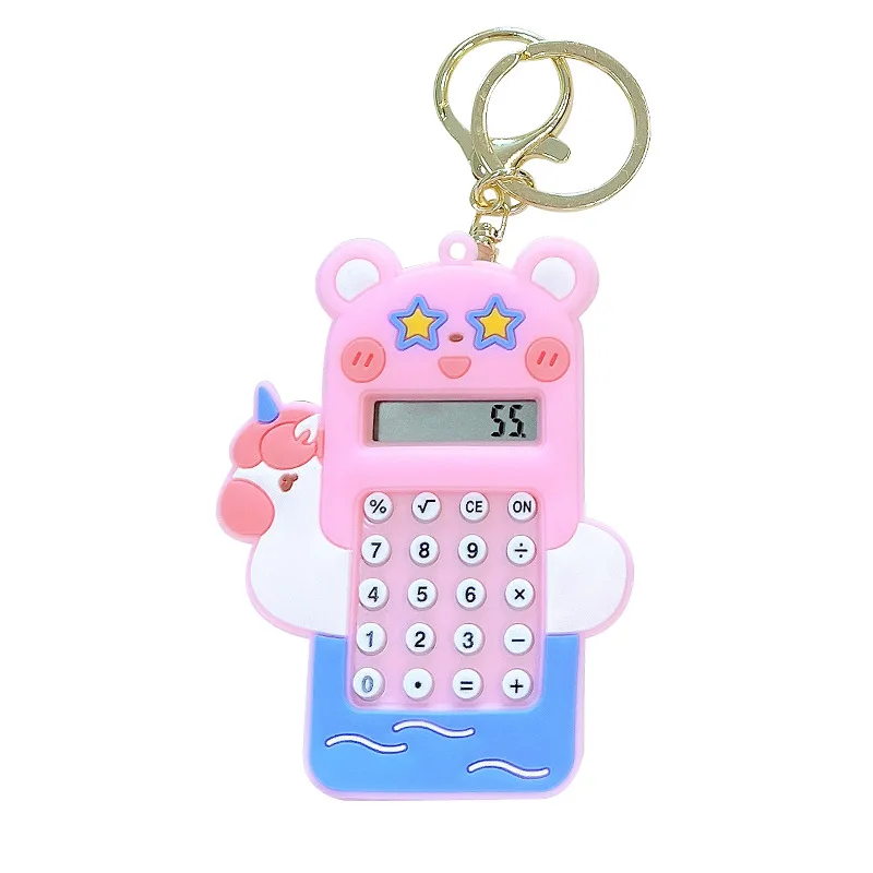 Creative Mini Cartoon Bear Calculator Keychain Keyring Promotion Gift