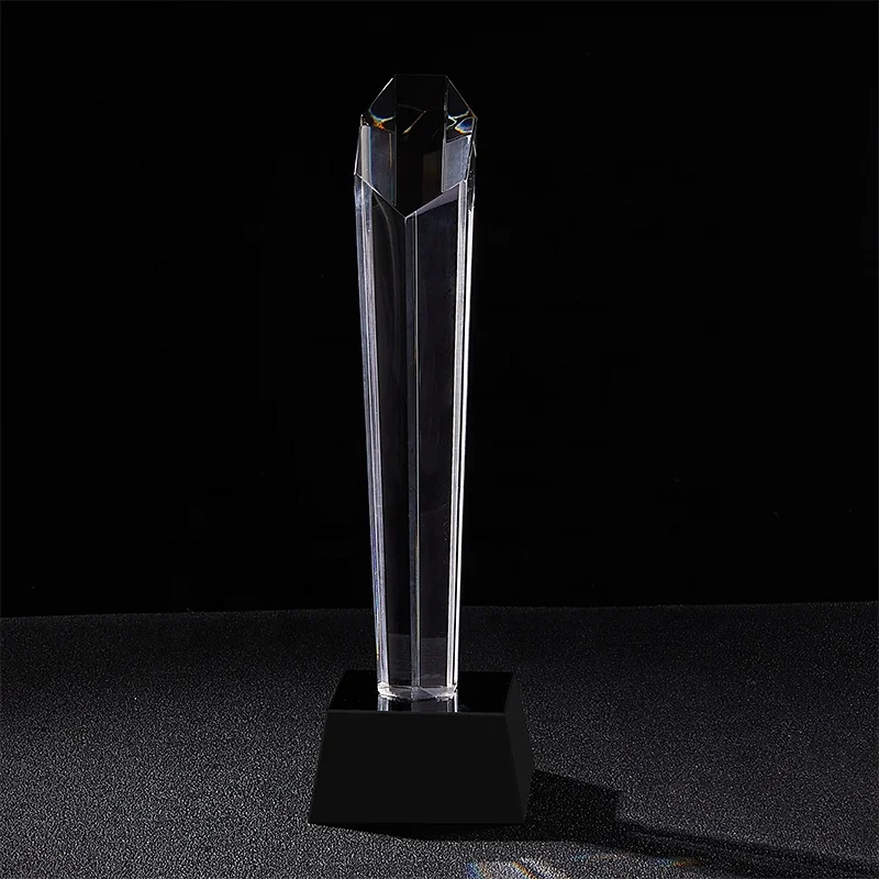 Classical And Unique Seven Sided Good Cutting Technology Beautiful Optical Glass Blank Crystal Trophy Award For Handgifts