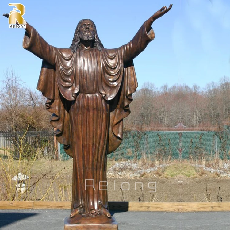 Merciful Golden Bronze Savred Heart Jesus Statue Sculpture for Sale