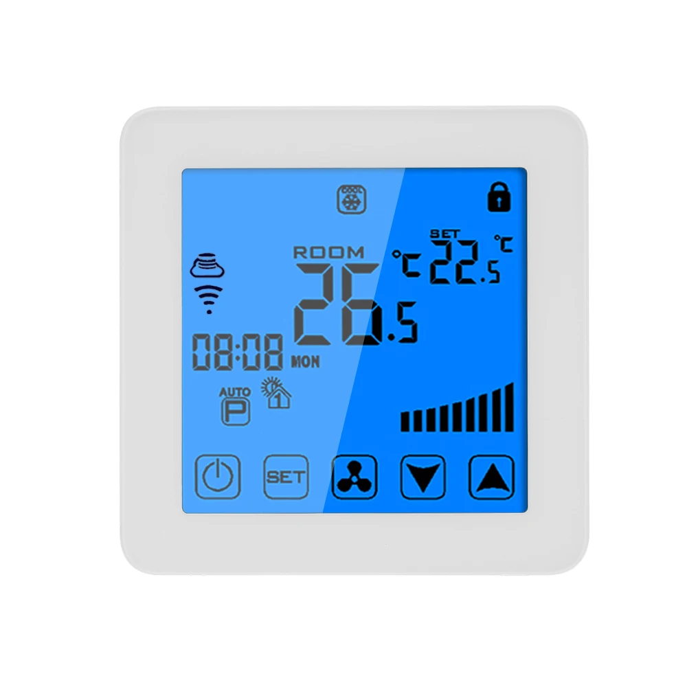Термостат Tuya 2/4 трубы WIFI системы HVAC термостат с катушкой цифровой 3-скоростной вентилятор большим сенсорным экраном