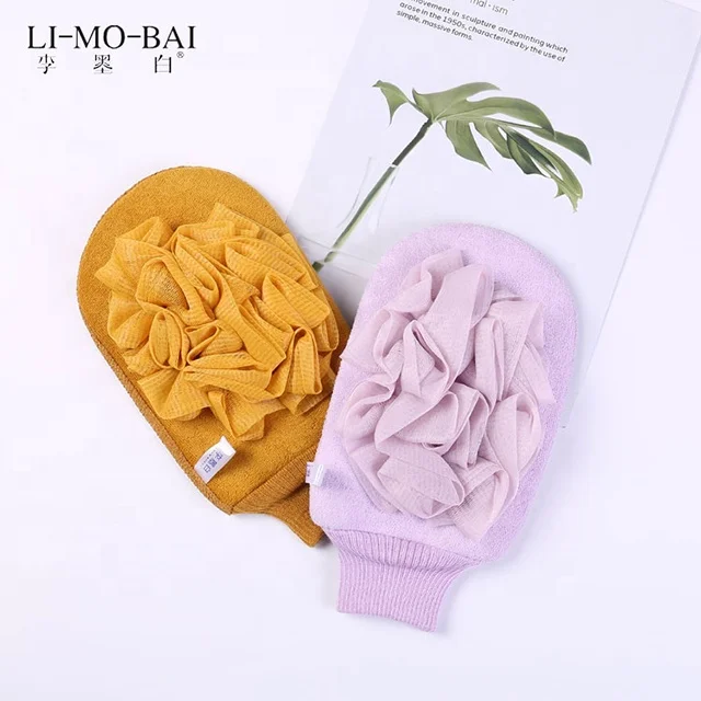 Double Sided Body Bath Glove Natural Loofah Bath Sponge Body Scrubber Mesh Shower Pouf Bath Ball Sponge  Silk Exfoliating Gloves