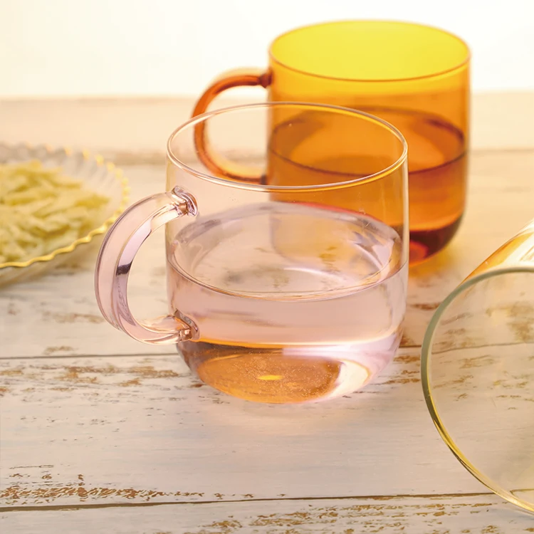 new color amber pink yellow Professional Manufacture color handmade reusable single layer glass cup coffee cup mugs