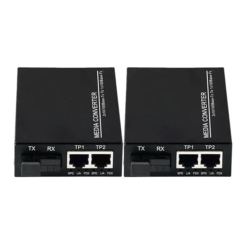 10/100Mbps 1 fiber port+ 2 RJ-45 port switch Fiber Optic Media Converter 100M 2 Ports Optical Converter