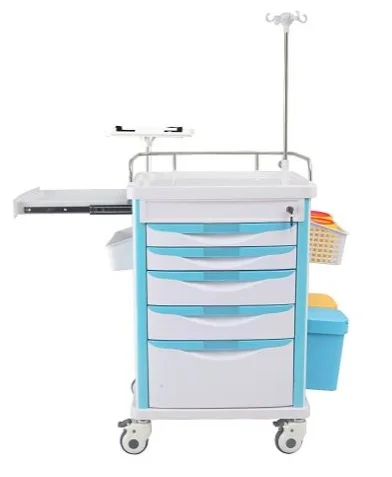 Manhua Hot Sale Medical Trolley Cart High Quality Material Hospital Crash Cart With IV Pole For Clinic