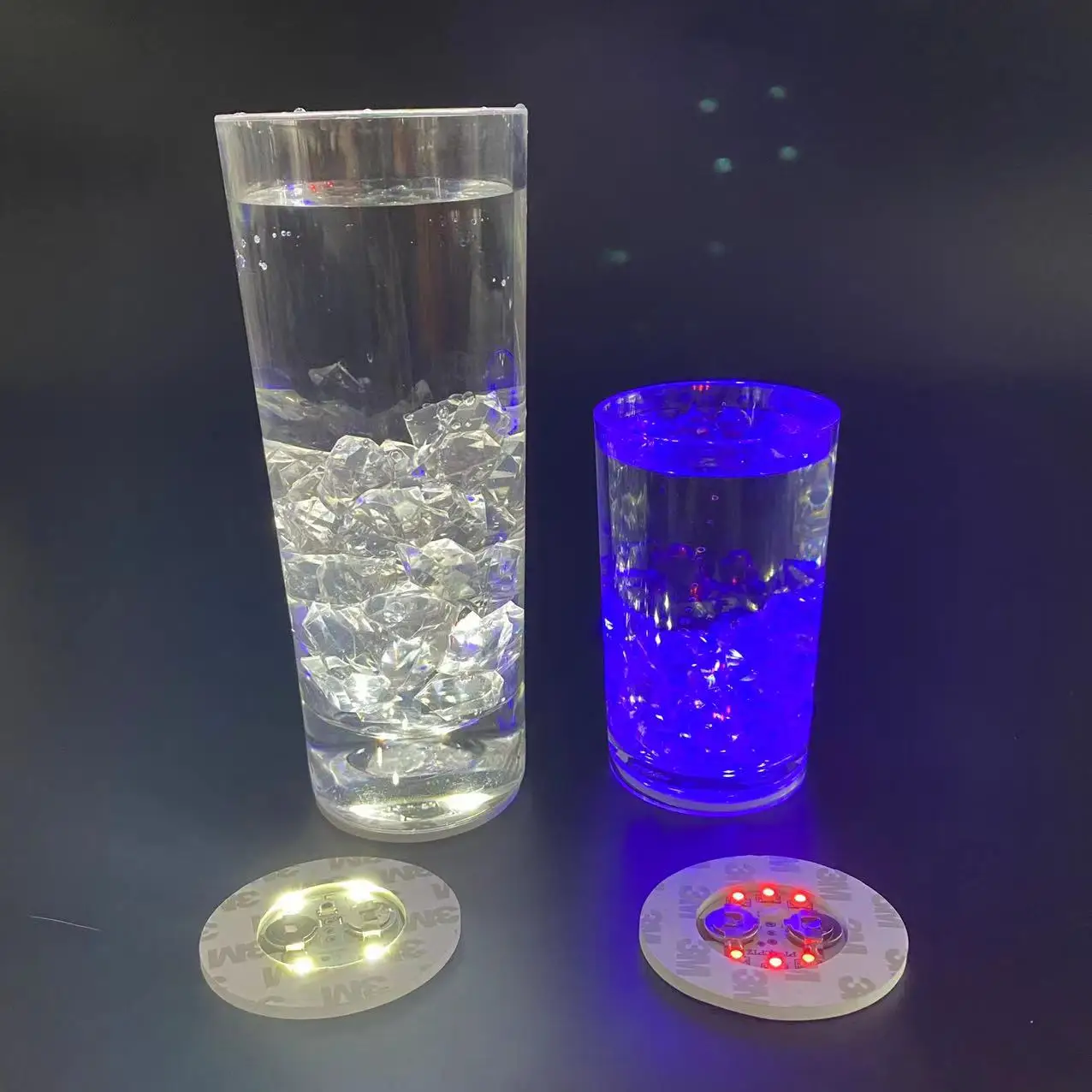 Flashing LED Coaster Light-Up Coasters 60mm 4 led beads LED Bottle Lights RGB colorful LED Bottle base LED light Sticker