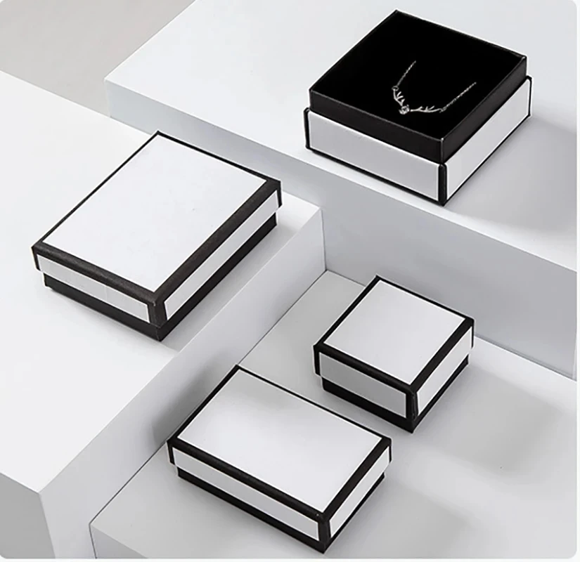 Custom Exquisite Jewelry Box Cardboard Jewelry Box for Ring Necklace Earrings Customize Logo Jewellery Package Box