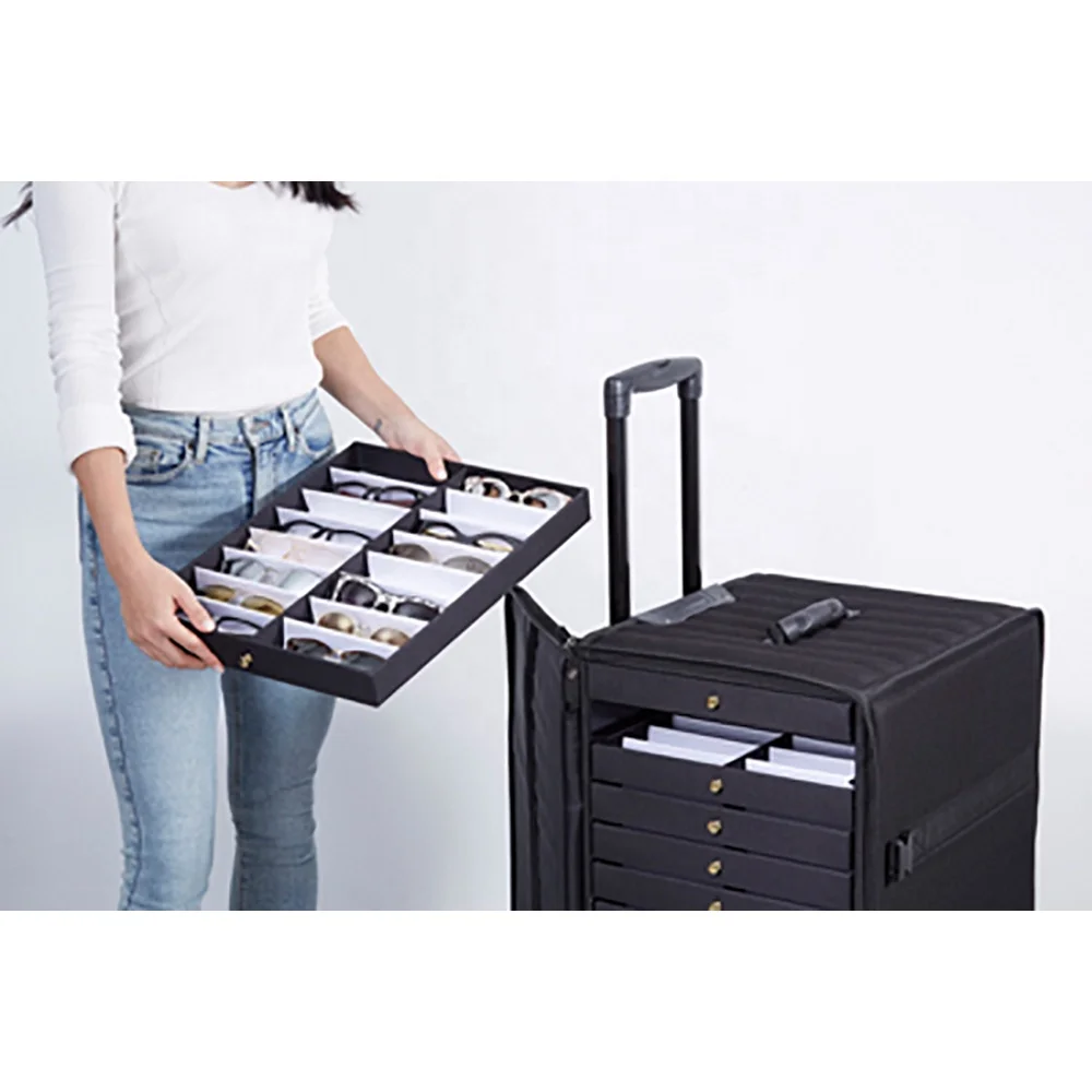 Wholesale Large Capacity Eyewear Display Box Durable Glasses Trolley Case Portable Suitable Sunglasses  For Suitcase