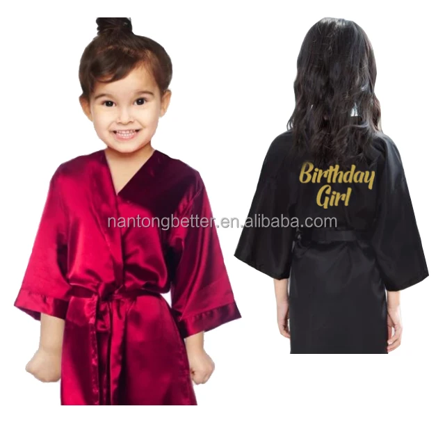 Wholesale High Quality Flower Girl Robe Silky Satin Robe Baby Bathrobe Kids Silky Night Dress Satin Robe For Girls