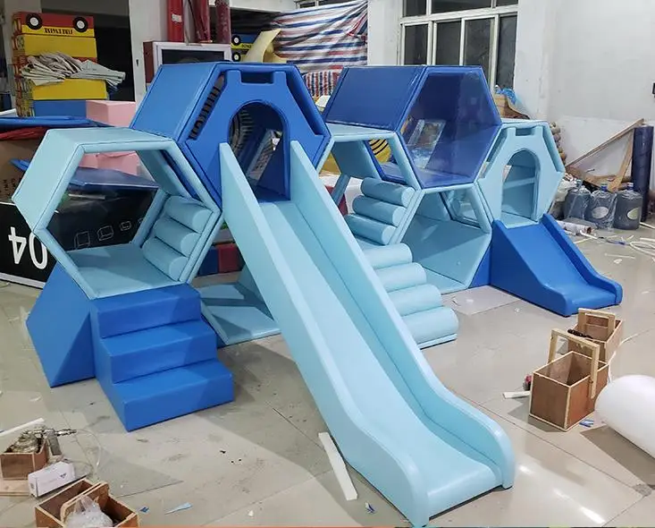 soft package colorful honeycomb slides indoor kids soft play climber sets sense system training equipment for kids