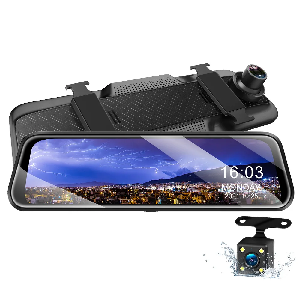 10 Inch Full HD Screen Screen Dual Lens  Recording G Sensor Auto Dvr Rearview Mirror Camera Car Video Recorder