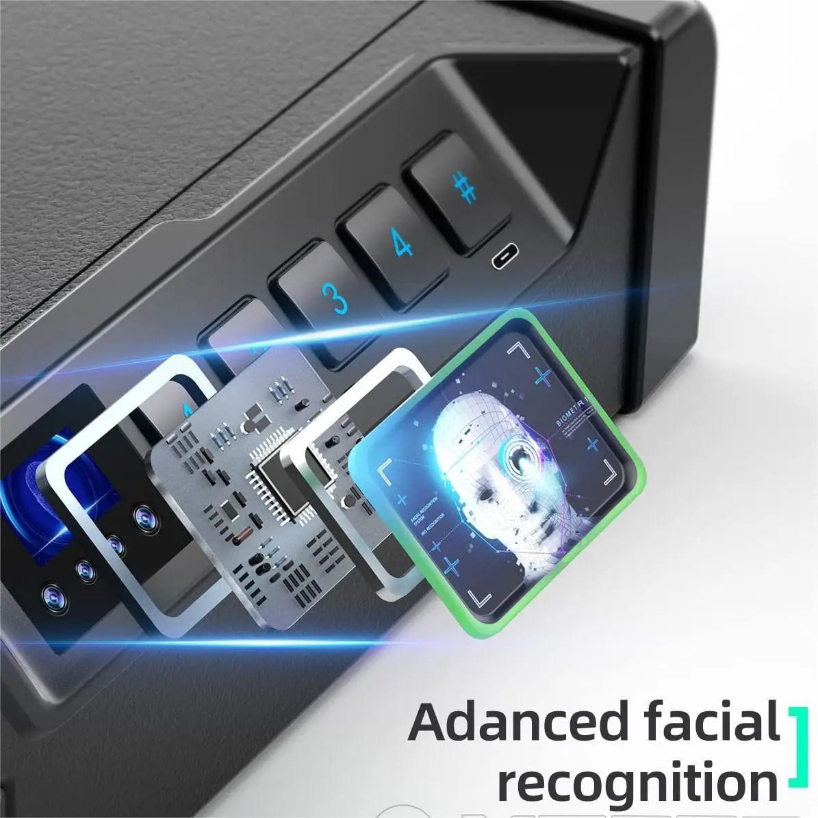 Facial Recognition Gun Safe Suitable for home nightstand, and car use safe box