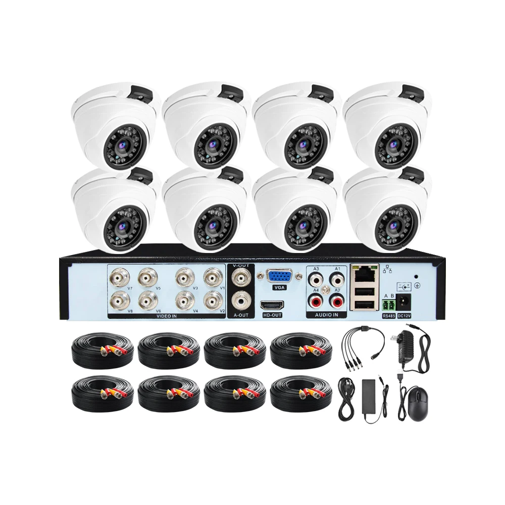 2MP 5MP analog security camera eyeball turret 8ch 8 channel AHD DVR kit CCTV with infrared night vision