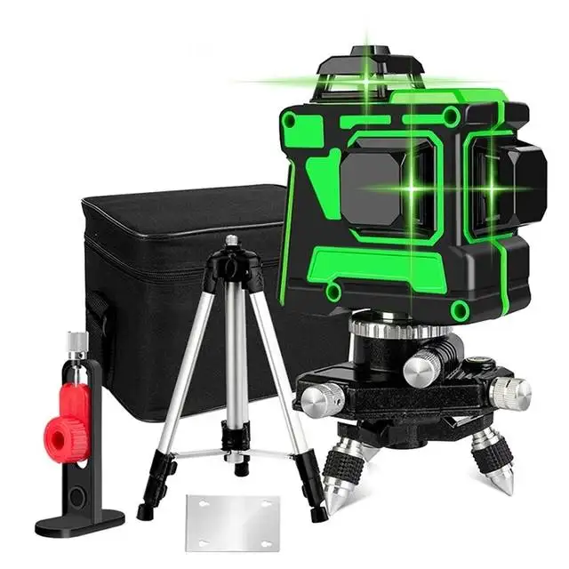 
3D green Full set rotating and self-leveling 360 degrees horizontal and vertical 12 lines laser level two large-capacity batteri 