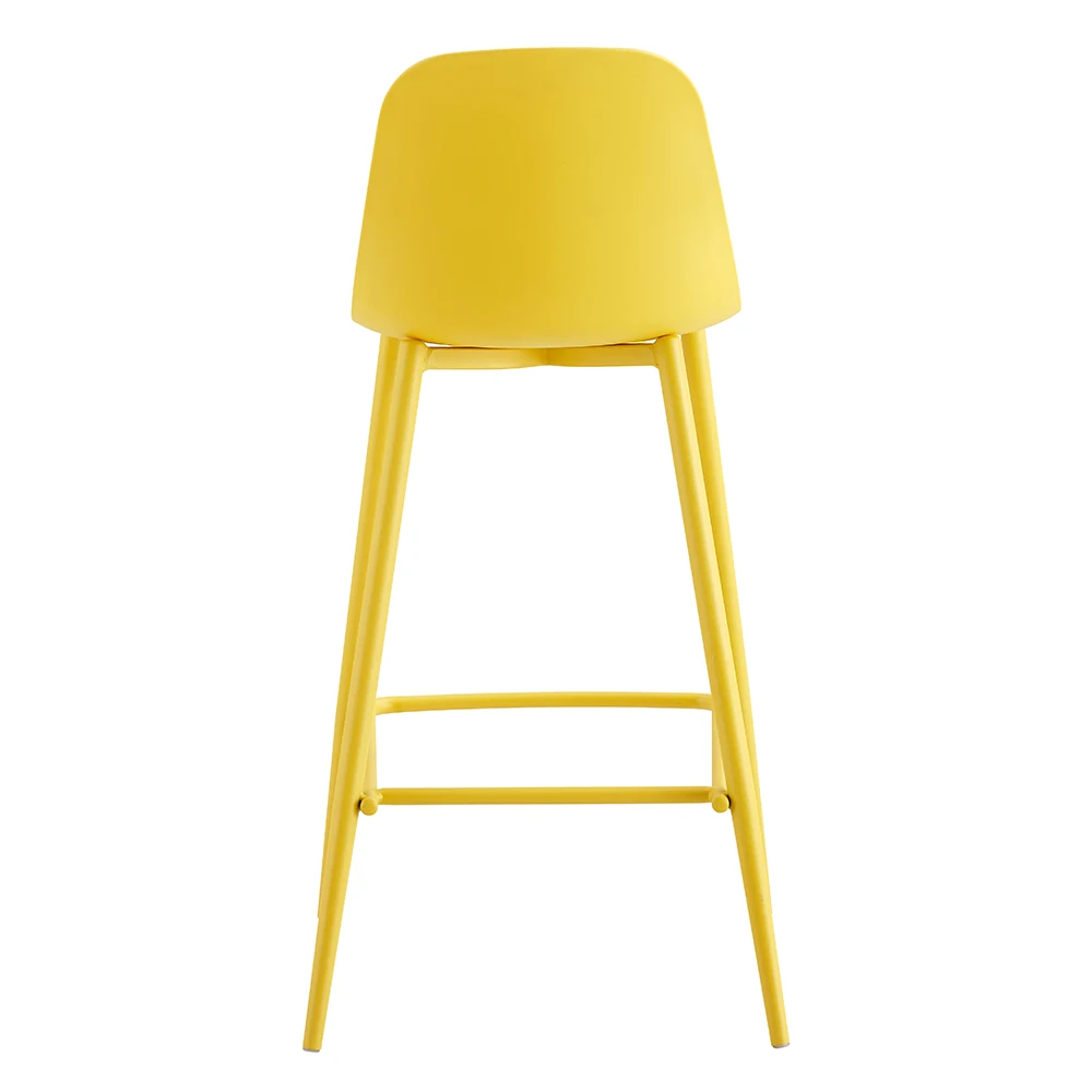 high quality modern cafe breakfast home furniture kitchen sillas bar stool yellow plastic counter height chair with metal legs