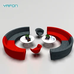 OEM ODM Commercial Use Semi Circle Round Shape Leather Couch Sofa Set furniture For Open Area
