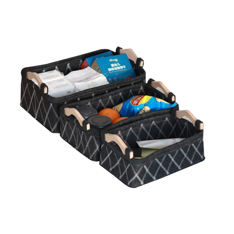 Felt Store basket Toy children baby 2021 White laundry Foldable basket optimal grey for Seller Wooden handle