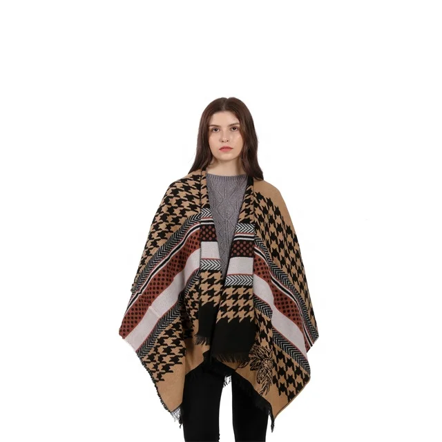 Thin Tassel National Ethnic New Design  Pashmina Poncho Wrap Wool Shawl Cape Winter Blanket Free Sample