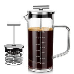 outdoor travel 350ml stainless steel glass coffee maker french press pot