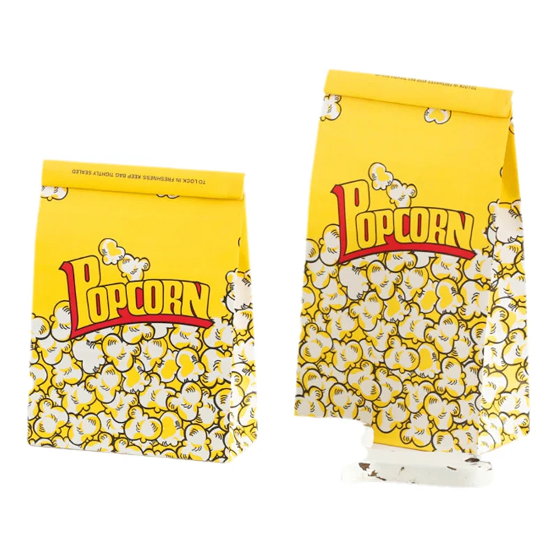 popcorn bags custom logo printed french fries bag paper bread flat paper bags