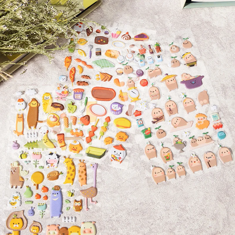 Милые 3D стикеры, пенопластовые Мультяшные животные, пышные Стикеры для декоративного оформления скрапбукинга