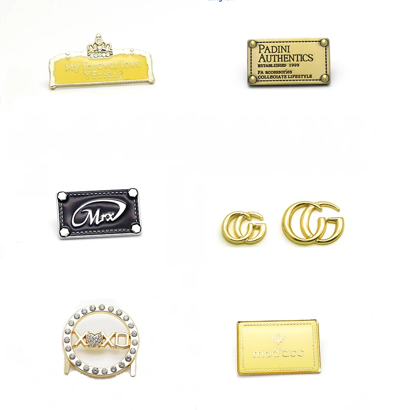 Fashion Design Bag Accessories Made Custom Brand Name Metal Logo Stamp Tag Plate With Promotion