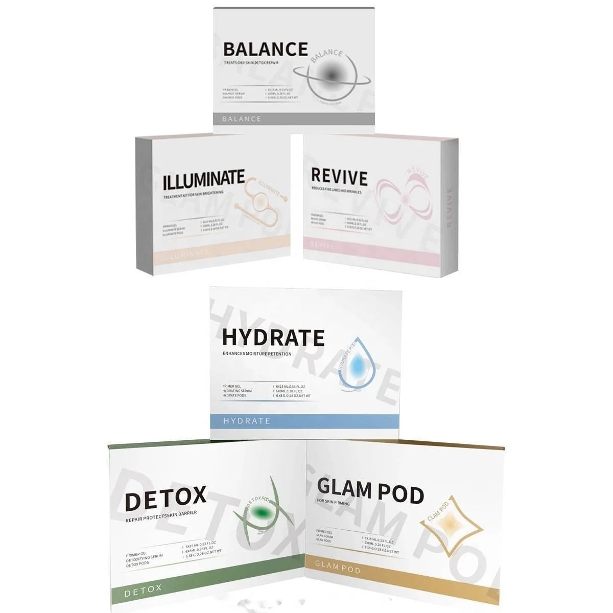 Oxy Serum Pods for CO2 Bubble Facial Oxygenation Massage Neo Kits Oxygen pods Hydrate Detox Revive Illuminate Glam Balance Pod