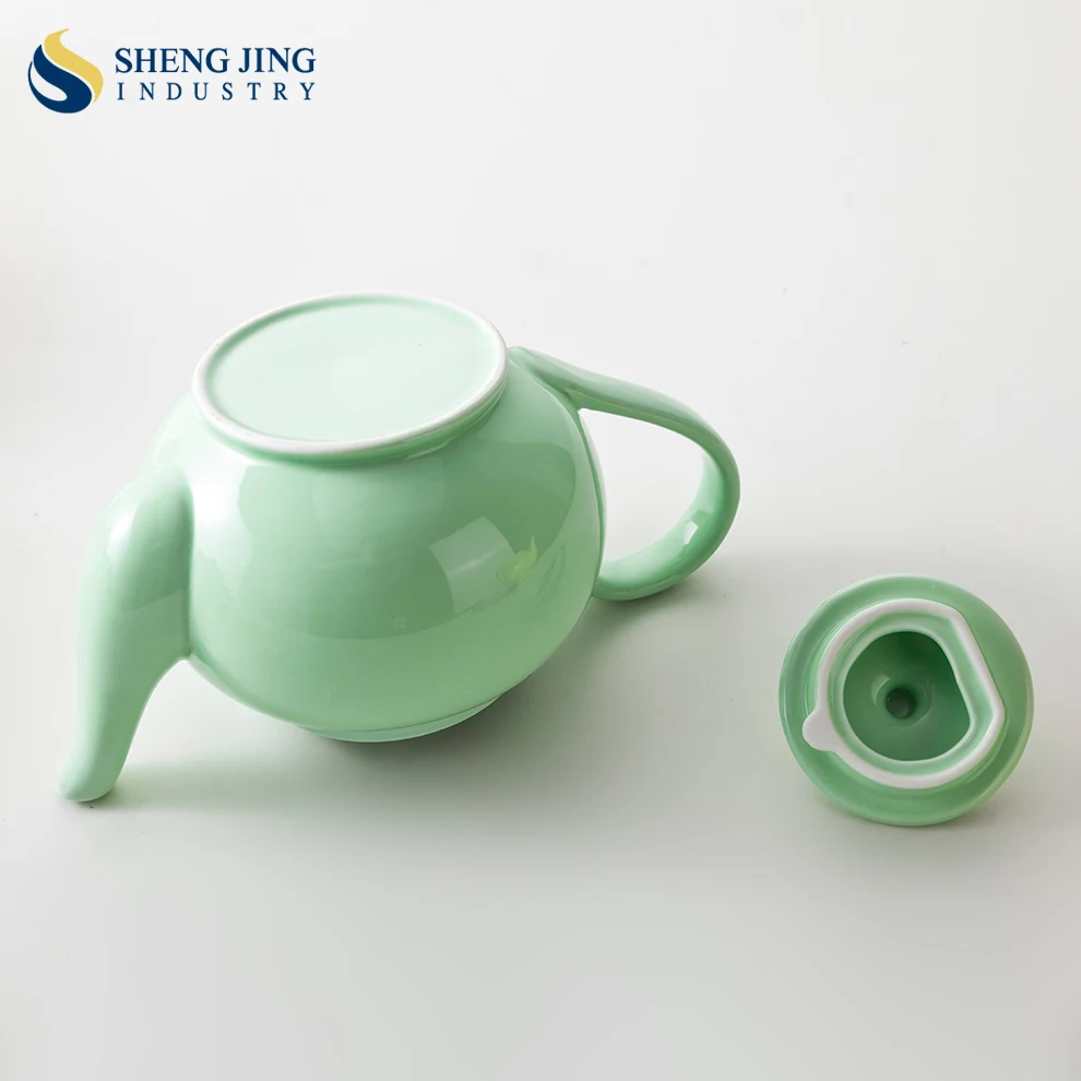 Shengjing Customize Logo 450ml 850ml Color Ceramic Teapot Elegance Hot Milk Teapot Porcelain Coffee Tea Pot for Restaurant
