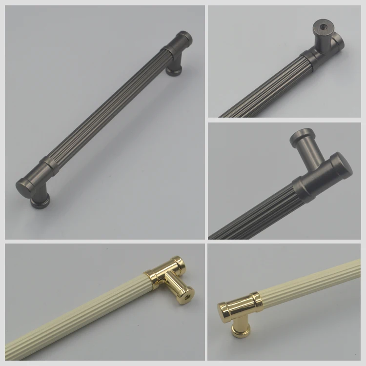 Wholesale Luxury Cabinet Drawer Aluminum Handle Zinc Alloy Door Handles Black Wardrobe European Handle Gold