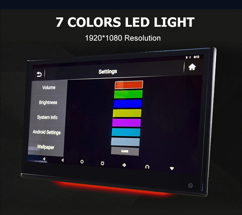 13.3 inch 1920*1080 touch screen car headrest monitor player with usb wifi android car headrest monitor