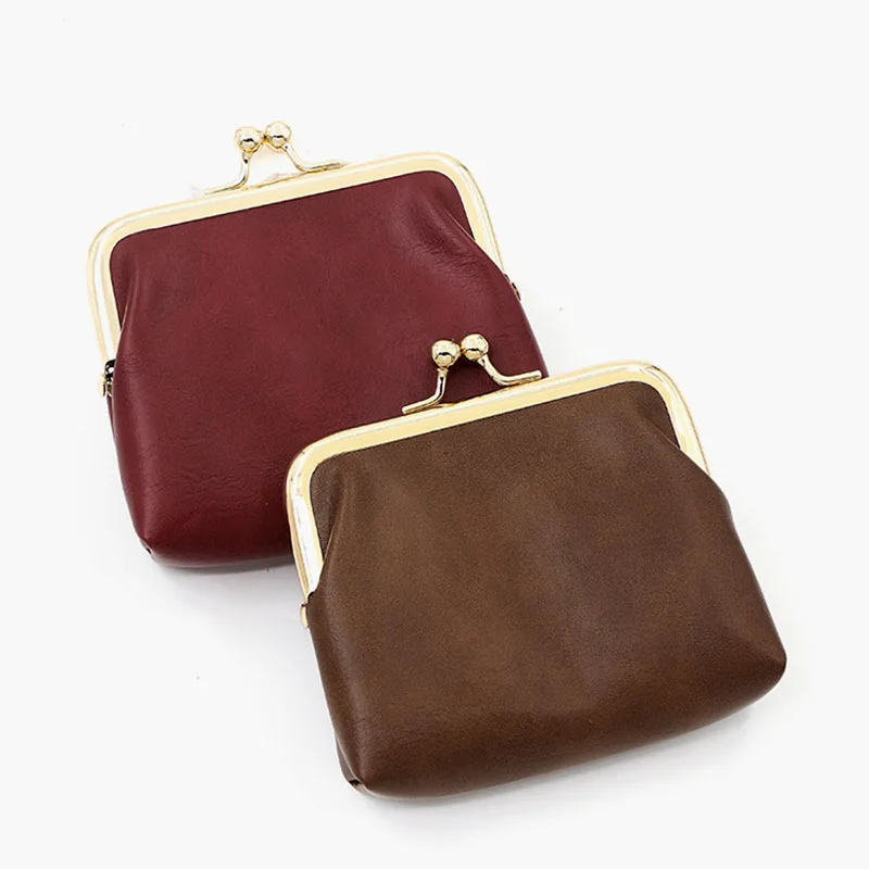 Wholesale New Creative Candy Colored Clip Coin Purse PU Leather Mini Storage Vintage Women Small Retro Unisex Short Wallets