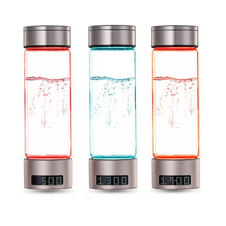 New 2024 High Quality Rich Portable Led USB Battery PEM SPE H2 Wholesale Glass Hydrogen Water Bottle Generator