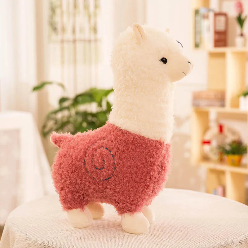 Realistic Plushies Farm Animal Soft Toys Lifelike White Red Pink Purple Brown Plush Alpaca Stuffed Animals