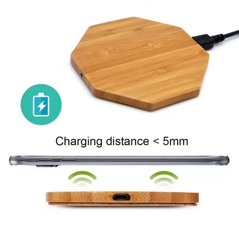 10W Wireless Charging real bamboo wood Portable Universal Wooden Wireless Phone Fast Charger Customized Mobile Power