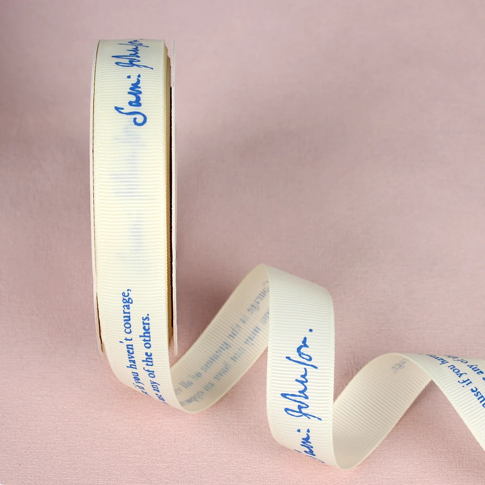 gift packaging decoration ribbon custom logo printed ribbon 1 inch  gift  with colors grosgrain satin ribbon