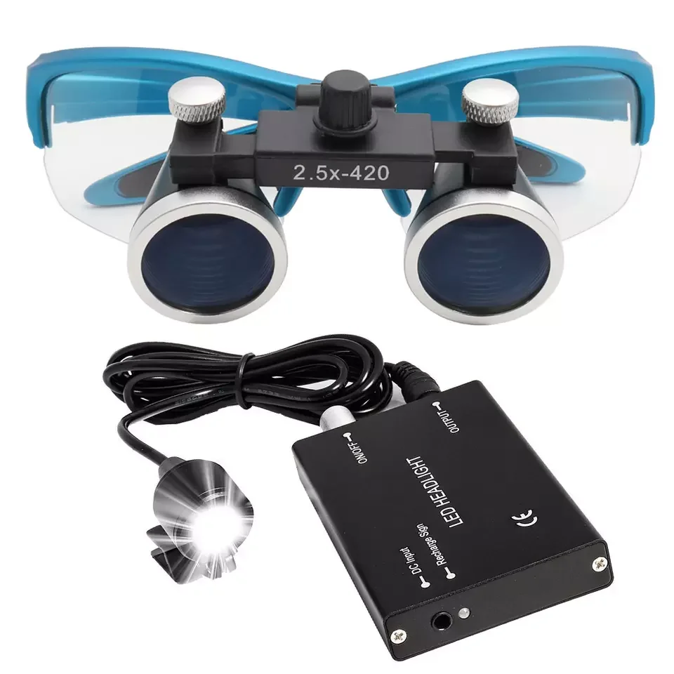Surgical Binoculars Loupe Ophthalmic Medical 2.5x LED Head Light for Fine Dentistry