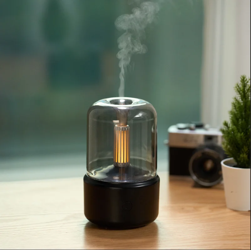 New Humidifier Essential Oil Scent Diffuser Candle Led Night Light Custom Sleep Diffused Ultrasonic Aroma Diffuser