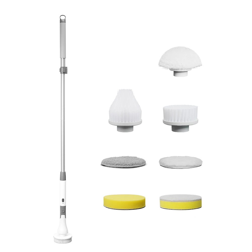 Adjustable Extension Handle Waterproof Bathroom Scrubber cordless Cleaning Brush Electric Spin Scrubber with Long Handle