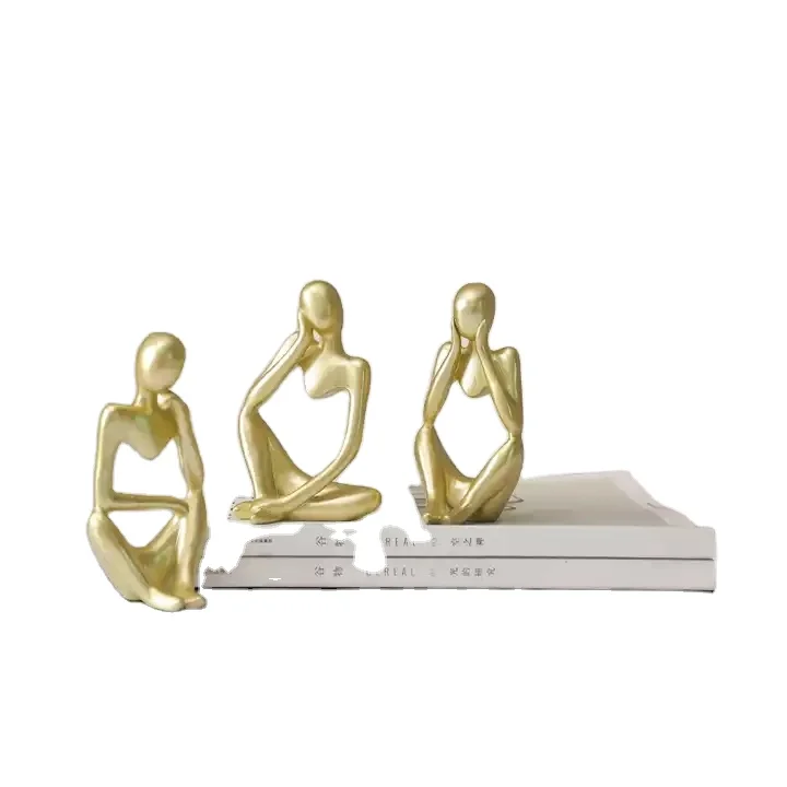 Macting Modern Luxury Gold and White Abstract Sculpture Art  Indoor Home Decoration