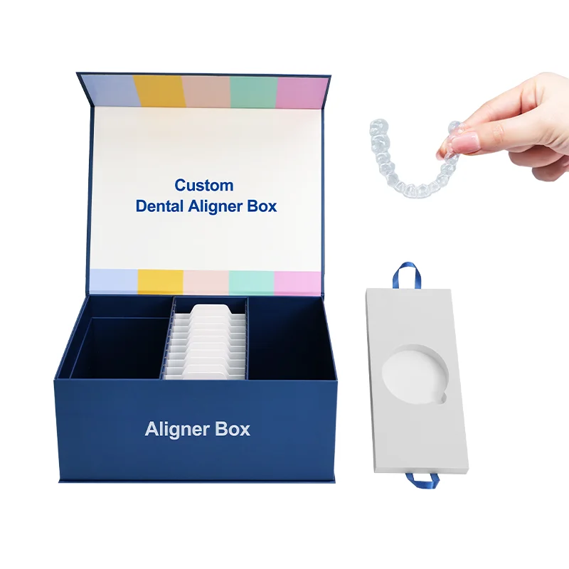 Recyclable Magnetic Dental Invisible Brace Packaging Paper Boxes Teeth Aligner Box With Magnet