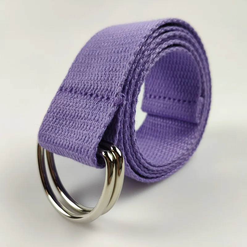 Wholesale Custom 3.8cm Double D Ring Buckle Polyester Cotton Woven Web Casual   Canvas Fabric Belt