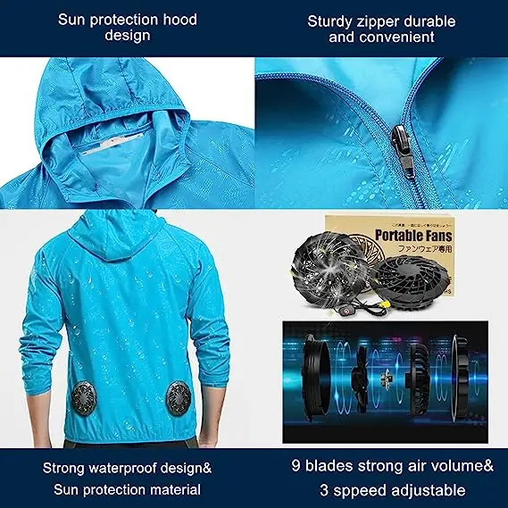 5V USB Cooling Jacket Air Conditioner Jacket with 4 Fans UV Resistant Cooling AC Fan Jacket Stand Casual Polyester OEM Unisex
